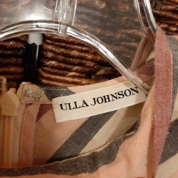Ulla Johnson Puff Sleeve Dress Metallic Striped Knee Length Tent Tiered Pocket 4 - Picture 10 of 12